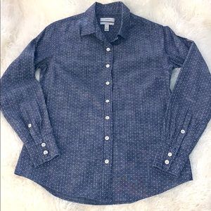 Jcrew Perfect Shirt in Chambray Polka Dot, Size 0
